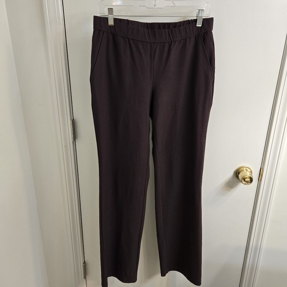 Eileen Fisher Washable Stretch Crepe Straight Pant in Burgundy, Size S